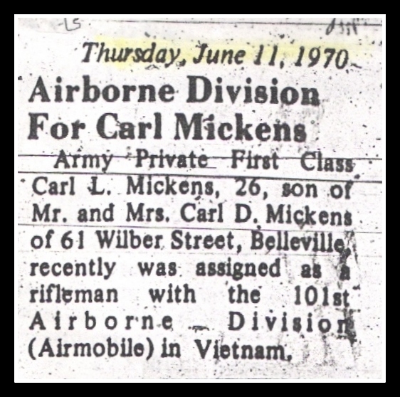 Carl Mickens of Belleville, NJ, KIA Vietnam, 