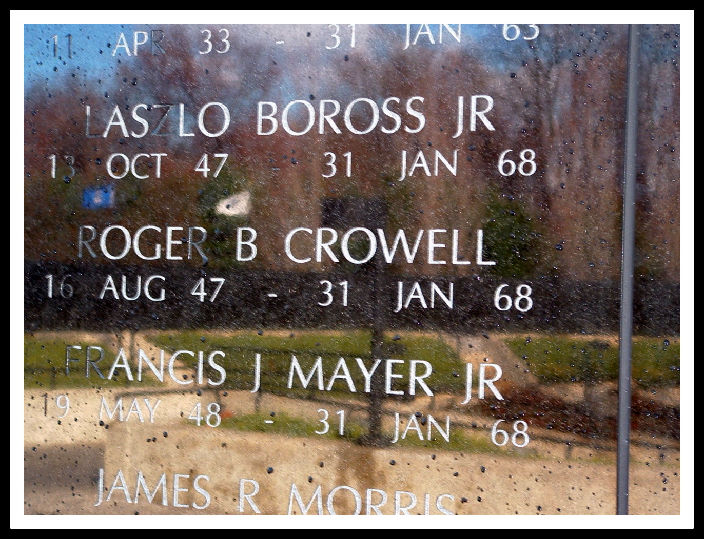 NJ Vietnam Memorial, Roger Crowell of Belleville, KIA Vietnam, Copyright © 2004 by Anthony Buccino